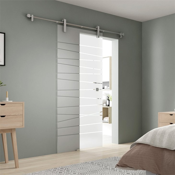 Frosted Stripe Acid-etched Glass Door